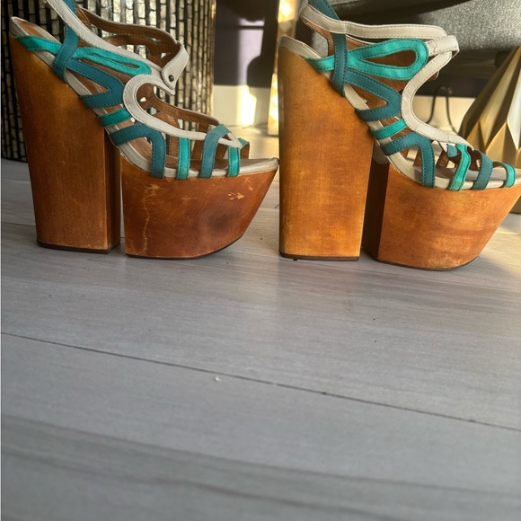 Havana Last Jeffrey Campbell Women's Platform Sandals - Turquoise and Brown - Picture 3 of 9